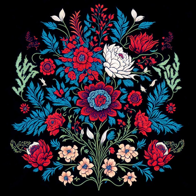 traditioneel Mexicaans borduurpatroon met ingewikkelde en delicate bloemmotieven