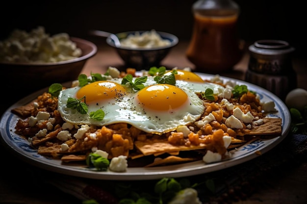 Traditioneel Mexicaans ontbijt chilaquiles