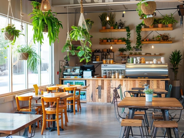 Traditioneel restaurantinterieur met sierlijke houten inrichting