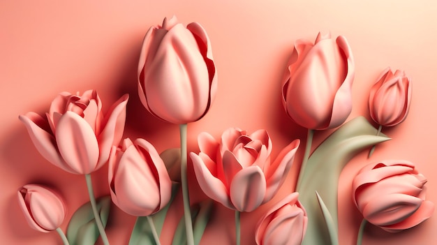 Traditioneel roze tulpenbehang