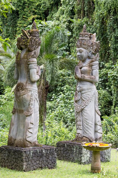 Traditioneel steenbeeldhouwwerk in tuineiland Bali Ubud Indonesië