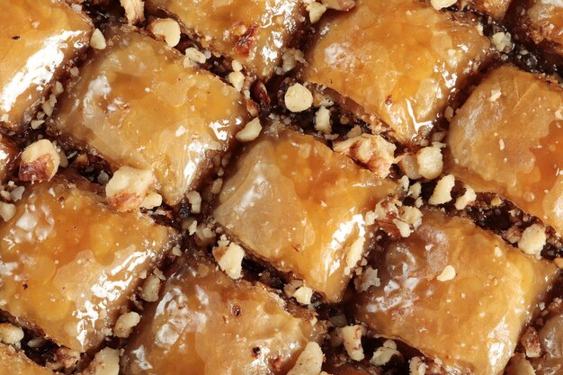 Traditioneel Turks dessert Baklava Met walnoten en pistachenoten