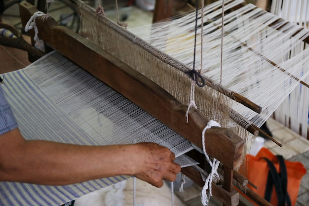 Traditionele Azië weefgetouw detail