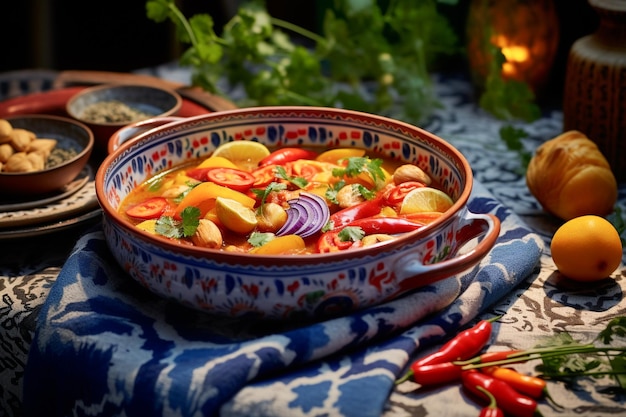 Traditionele braziliaanse stoofpot moqueca met heerlijke ingrediënten