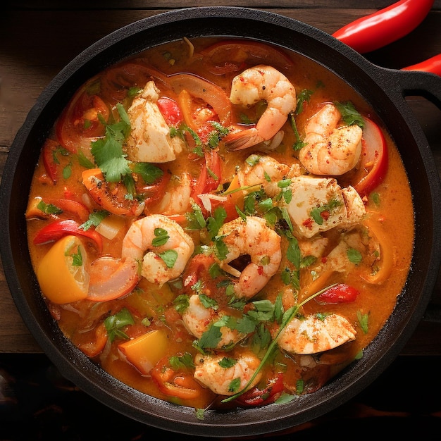 Traditionele Braziliaanse voedselstoofpot Moqueca met heerlijke ingrediënten