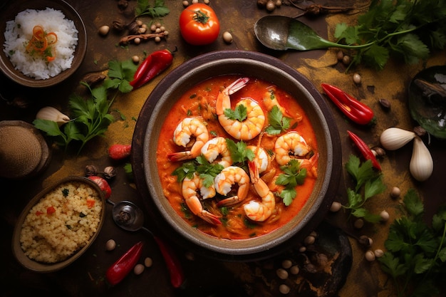 Traditionele Braziliaanse voedselstoofpot Moqueca met heerlijke ingrediënten