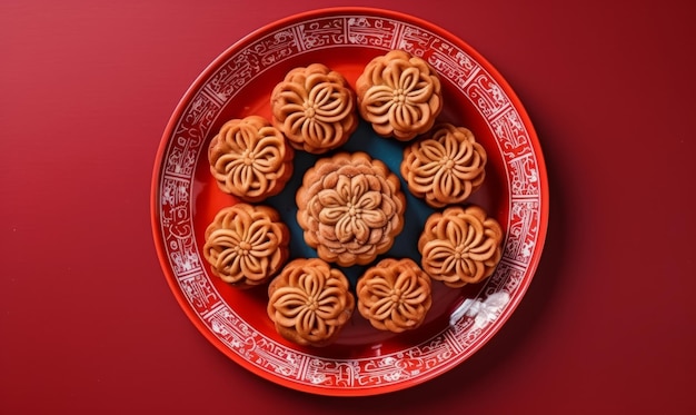 Traditionele Chinese maankoek midden herfst festival viering achtergrond