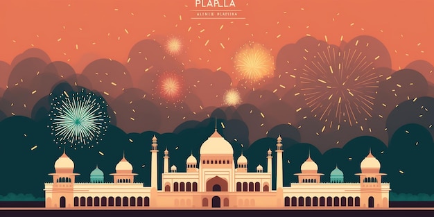 Traditionele Diwali-banner Illustratie van mensen die Diwali vieren, een licht festival in India