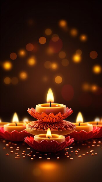 Traditionele Diwali-lamp met kaarsen Generatieve Ai