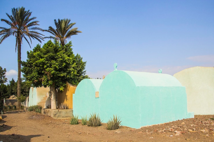 Foto traditionele dorpsbegraafplaats in de buurt van caïro, egypte