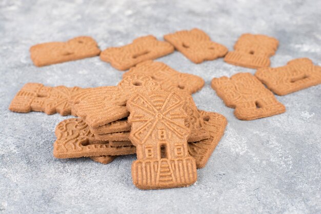 Traditionele Duitse kerstkoekjes genaamd Spekulatius, zoetheid met amandelen en kruiden