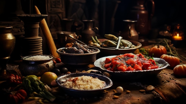 Foto traditionele georgische keuken keuken van het georgische volk