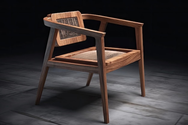 Traditionele houten stoel met een geweven zitting Generative AI