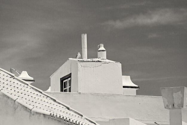 Traditionele huizen en Portugese architectuur van Albufeira Oude stad Algarve Portugal Clack en witte foto