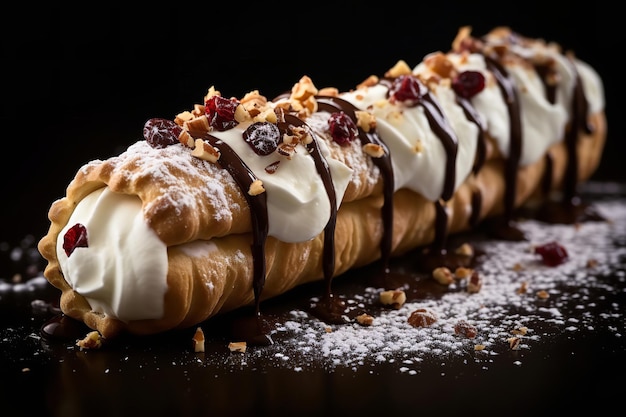 Traditionele Italiaanse Cannoli gevuld met zoete ricotta