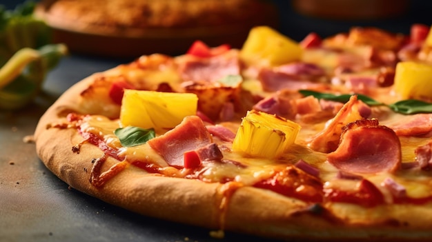 Traditionele Italiaanse pizza Heerlijke smaak Hawaiiaanse pizza Generatieve AI
