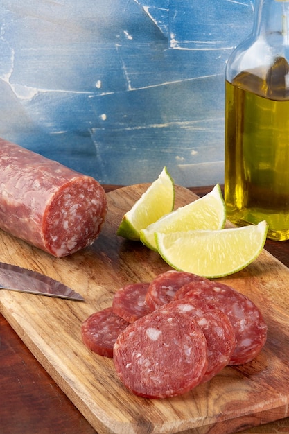 Traditionele Italiaanse salami op snijplank