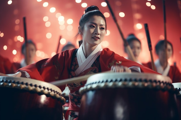 Traditionele Japanse drummers leveren een powerfu 00677 02