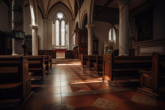 Traditionele kerkinterieurafbeeldingen die door AI zijn gegenereerd