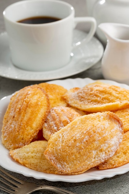 Traditionele madeleines met gestrooide suiker