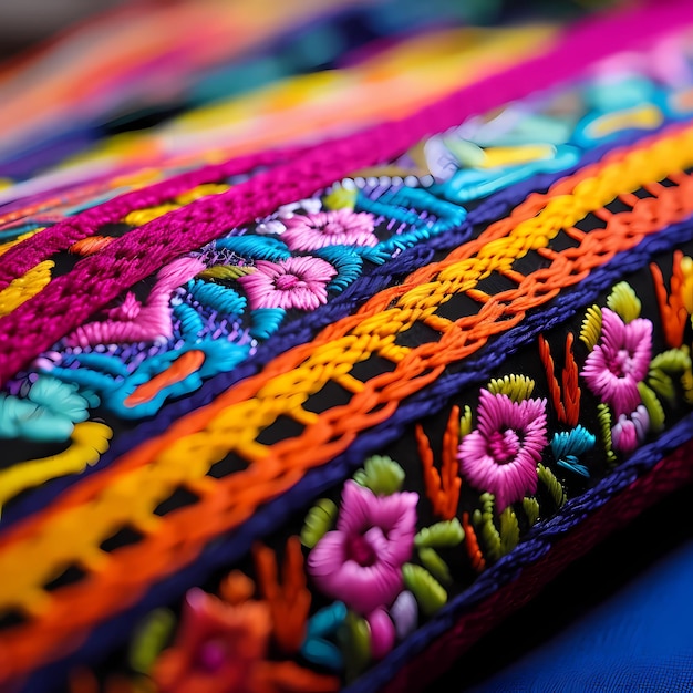 Traditionele Mexicaanse geborduurde tapijtrand