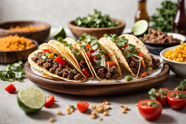 traditionele Mexicaanse tacos met vlees en groenten geïsoleerd op een witte achtergrond