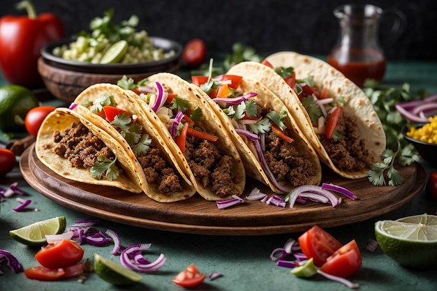 traditionele Mexicaanse tacos met vlees en groenten geïsoleerd op een witte achtergrond