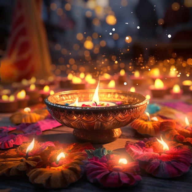 Traditionele olielamp of diya voor het Diwali-festival