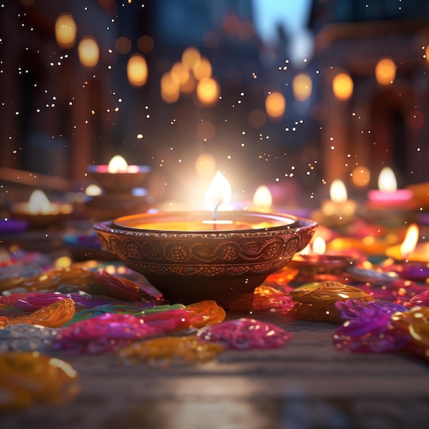 Traditionele olielamp of diya voor het Diwali-festival