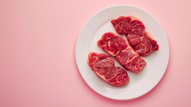 traditionele oosterse teriyaki rundvlees op een witte plaat geïsoleerd roze
