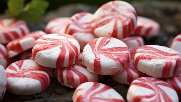 Traditionele pepermunt snoepjes Candy vakantie achtergrond van rood en wit