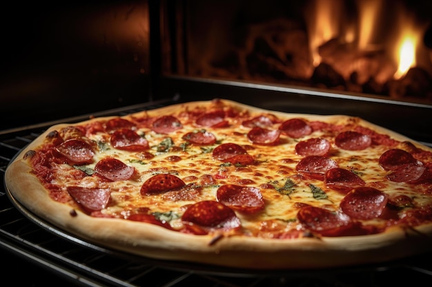 Traditionele pepperoni pizza vers gemaakt in de oven