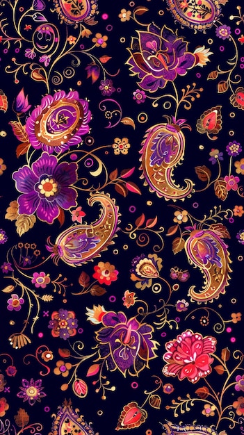 traditionele Perzische paisley patroon schilderkunst Traditionele kleurrijke inkt schilderstijl