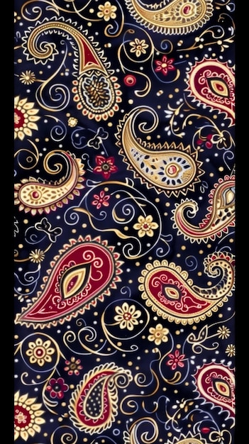 traditionele Perzische paisley patroon schilderkunst Traditionele kleurrijke inkt schilderstijl