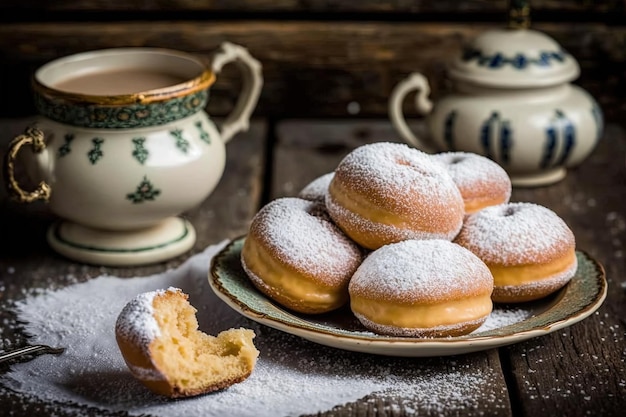 Traditionele Poolse donuts Fat Thursday Heerlijke Berlijnse donuts