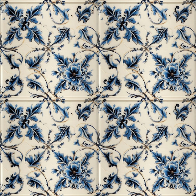 Traditionele Portugese azulejo keramische tegels met bloemenornamenten