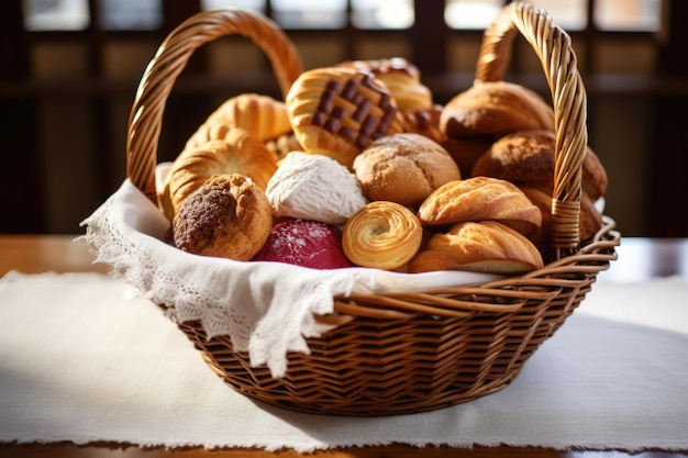 Traditionele purimgebakjes in een broodmand