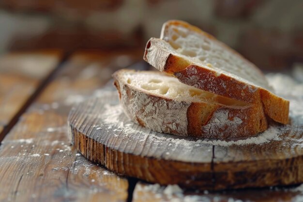 Foto traditionele stukjes zuurdeegbrood op een rustieke houten achtergrond