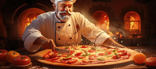 Traditionele thuisgemaakte Italiaanse pizza door chef-kok Pizza deeg
