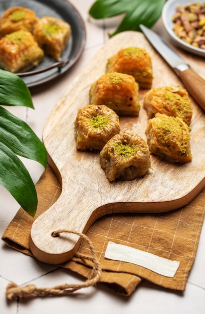 Traditionele Turkse desserts baklava met pistachio's.