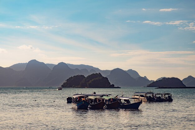 Traditionele vissersboten in Langkawi, Maleisië