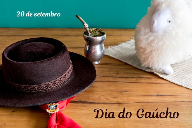 Traditionele week in Zuid-Brazilië Farroupilha Week van de Gauchos Geschreven in het PortugeesxAgaucho-dag