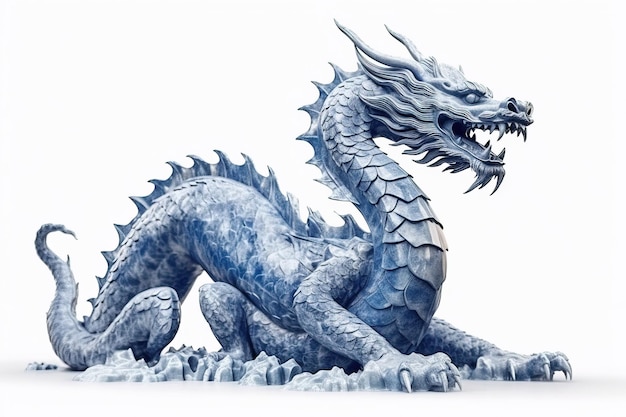 Foto traditionele witte blauwe chinese draak sterrenbeeld symbool van het nieuwe jaar heilig dier een symbool van