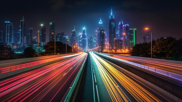 Traffic in the city long exposure