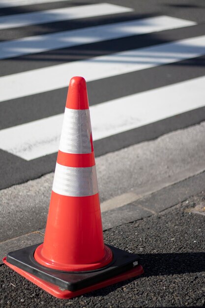 Photo traffic cone on road