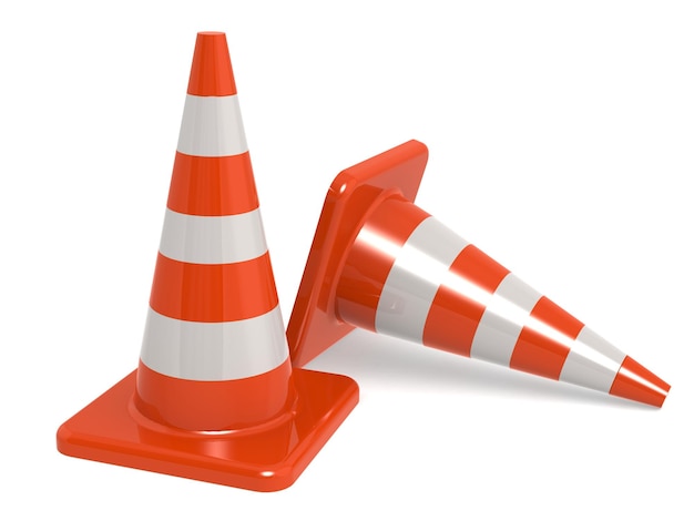 Traffic cones isolated on white