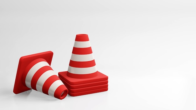 Traffic cones road cones 3d rendering