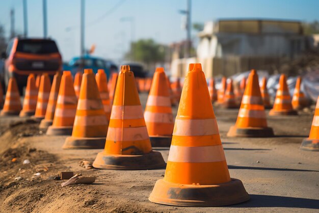 Traffic cones on the road