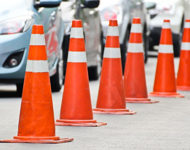 Photo traffic cones on street