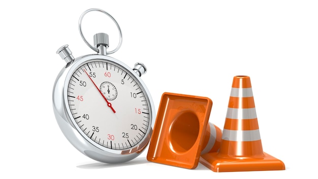 Traffic cones with classic stopwatch